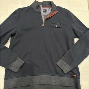 [6/US:XXL] Ted Baker Men's Navy Gray 1/4 Zip Pullover Sweater